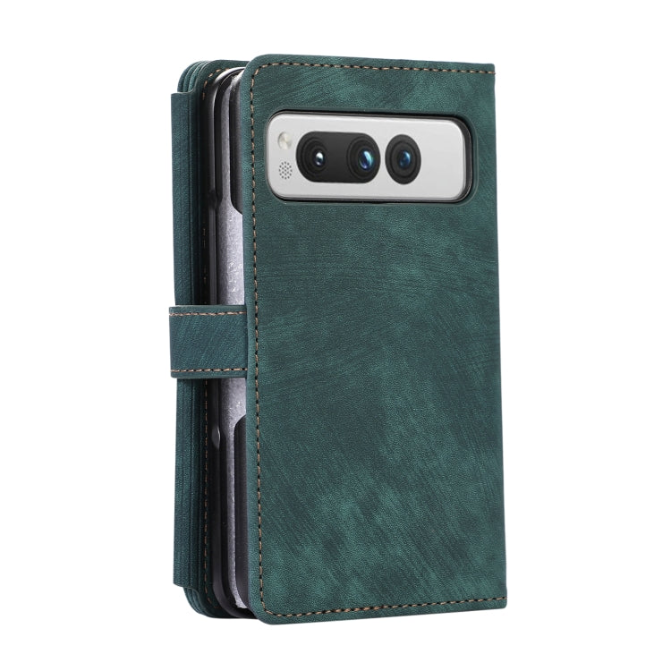 For Google Pixel Fold Dream 9-Card Wallet Zipper Bag Leather Phone Case(Green) - Google Cases by buy2fix | Online Shopping UK | buy2fix