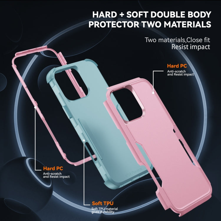 For iPhone 16 Pro Max Commuter Shockproof TPU + PC Phone Case(Pink+Grey Green) - iPhone 16 Pro Max Cases by buy2fix | Online Shopping UK | buy2fix