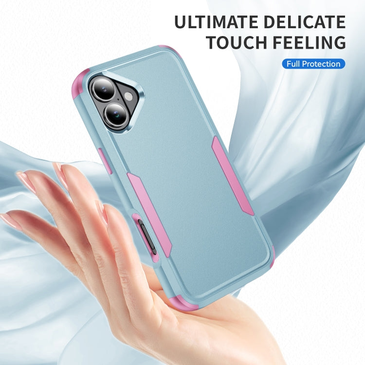 For iPhone 16 Commuter Shockproof TPU + PC Phone Case(Grey Green+Pink) - iPhone 16 Cases by buy2fix | Online Shopping UK | buy2fix