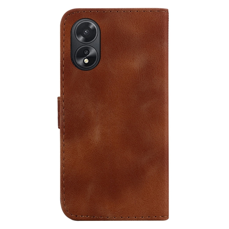 For OPPO A38 4G / A18 7-shaped Embossed Leather Phone Case(Brown) - A38 Cases by buy2fix | Online Shopping UK | buy2fix