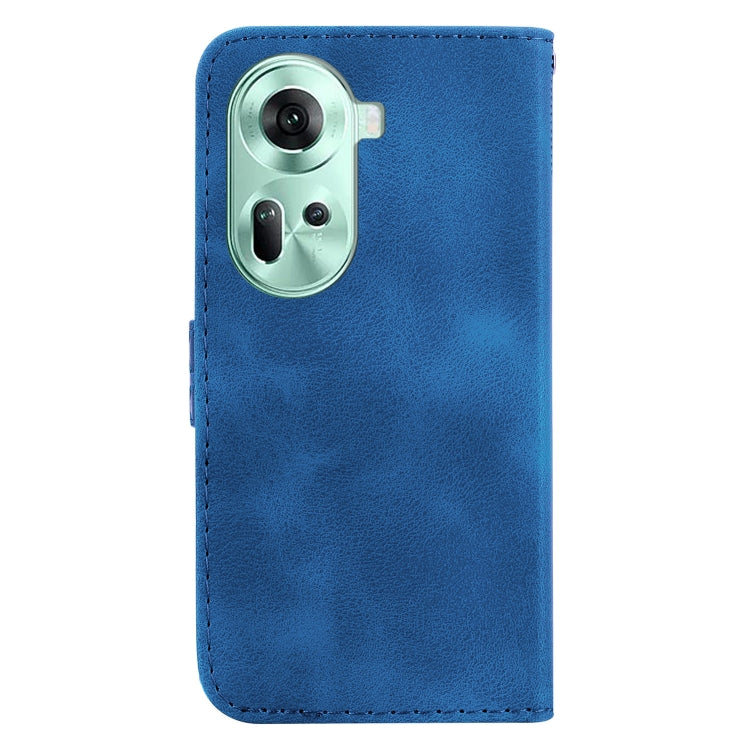 For OPPO Reno11 Global 7-shaped Embossed Leather Phone Case(Blue) -  by buy2fix | Online Shopping UK | buy2fix