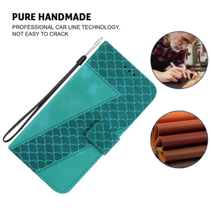 For OPPO A60 4G 7-shaped Embossed Leather Phone Case(Green) - OPPO Cases by buy2fix | Online Shopping UK | buy2fix