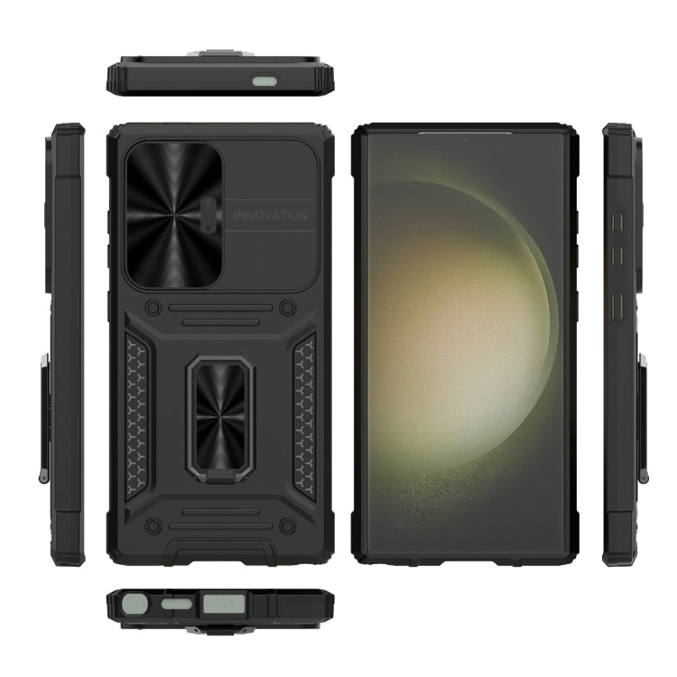 For Samsung Galaxy S24 Ultra 5G Camshield Robot TPU Hybrid PC Phone Case(Black) - Galaxy S24 Ultra 5G Cases by buy2fix | Online Shopping UK | buy2fix