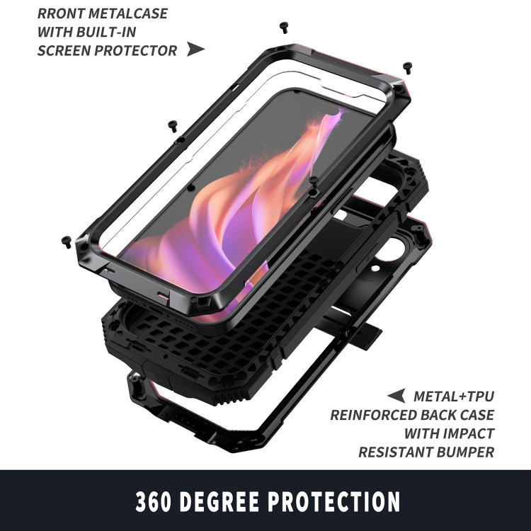 For iPhone 15 Plus R-JUST Shockproof Life Waterproof Dust-proof Metal + Silicone Phone Case with Holder(Black) - iPhone 15 Plus Cases by R-JUST | Online Shopping UK | buy2fix