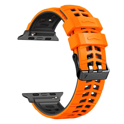 For Apple Watch Ultra 2 49mm Twill Dual-row Buckle Silicone Watch Band(Orange Black) - Watch Bands by buy2fix | Online Shopping UK | buy2fix