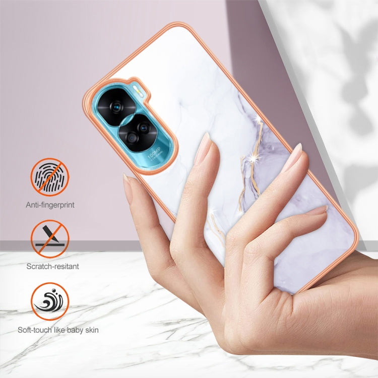 For Honor 90 Lite 5G Electroplating Marble Dual-side IMD Phone Case(White 006) - Honor Cases by buy2fix | Online Shopping UK | buy2fix