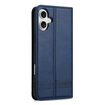 For iPhone 16 AZNS Magnetic Calf Texture Flip Leather Phone Case(Dark Blue) - iPhone 16 Cases by AZNS | Online Shopping UK | buy2fix