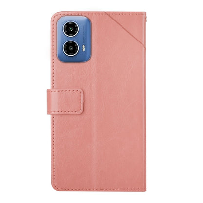 For Motorola Edge 5G 2024 HT01 Y-shaped Pattern Flip Leather Phone Case(Pink) - Motorola Cases by buy2fix | Online Shopping UK | buy2fix