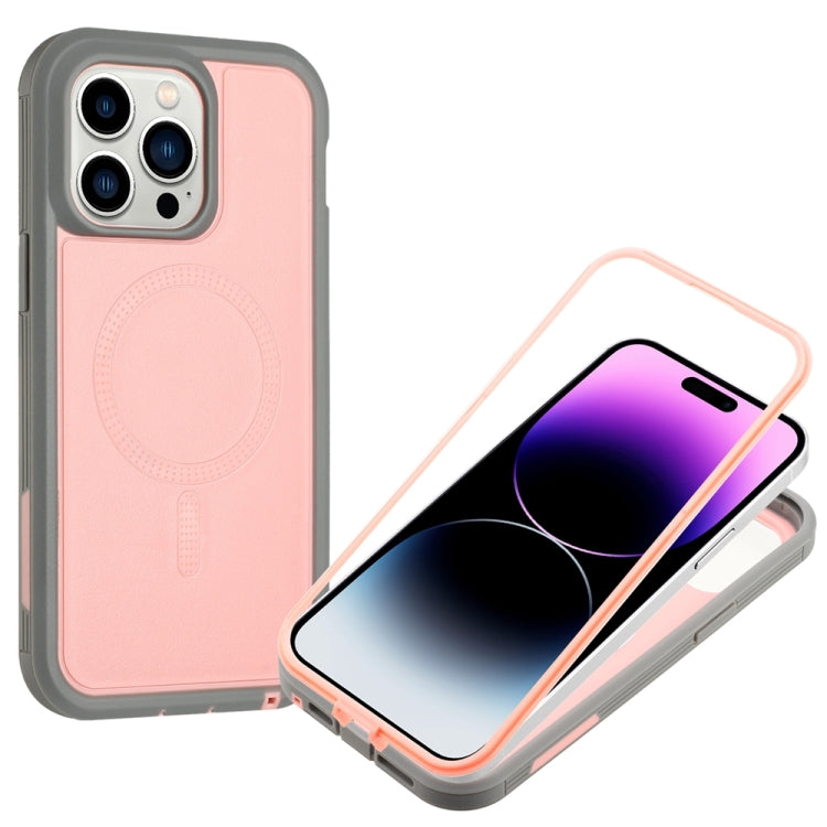 For iPhone 15 Defender Series XT MagSafe Magnetic PC + TPU Shockproof Phone Case(Pink+Grey) - iPhone 15 Cases by buy2fix | Online Shopping UK | buy2fix