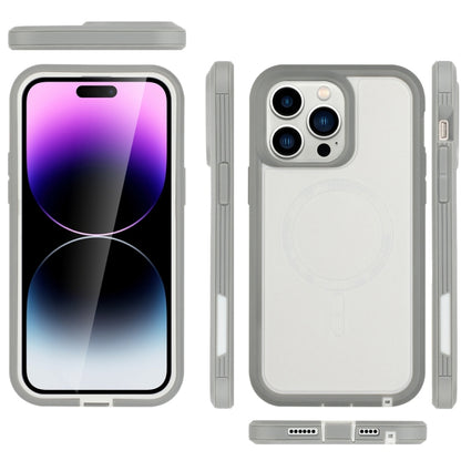 For iPhone 14 Pro Max Defender Series XT MagSafe Magnetic PC + TPU Shockproof Phone Case(White+Grey) - iPhone 14 Pro Max Cases by buy2fix | Online Shopping UK | buy2fix