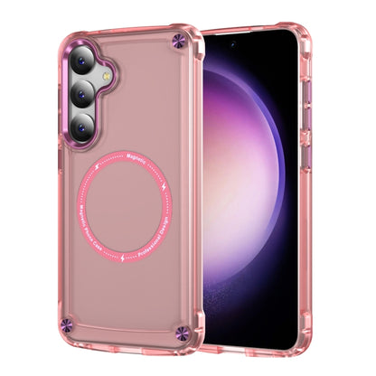 For Samsung Galaxy S25+ 5G Skin Feel TPU + PC MagSafe Magnetic Phone Case(Transparent Pink) - Galaxy S25+ 5G Cases by buy2fix | Online Shopping UK | buy2fix