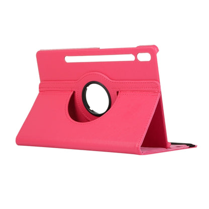 For Samsung Galaxy Tab S9 360 Degrees Rotation Holder Litchi Texture Leather Tablet Case(Rose Red) - Galaxy Tab S9 Cases by buy2fix | Online Shopping UK | buy2fix