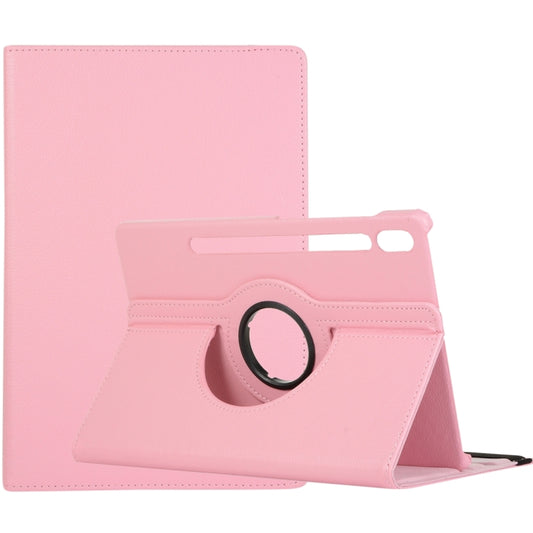 For Samsung Galaxy Tab S9+ 360 Degrees Rotation Holder Litchi Texture Leather Tablet Case(Pink) - Galaxy Tab S9+ Cases by buy2fix | Online Shopping UK | buy2fix