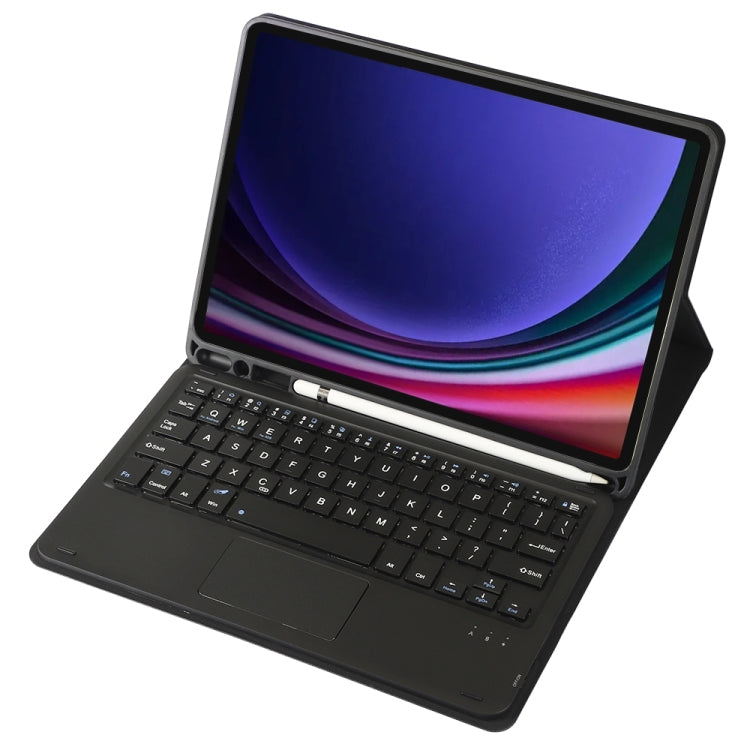 For Samsung Galaxy Tab S9 FE A710B-A Candy Color TPU Touch Bluetooth Keyboard Leather Tablet Case with Pen Holder(Black) - Samsung Keyboard by buy2fix | Online Shopping UK | buy2fix