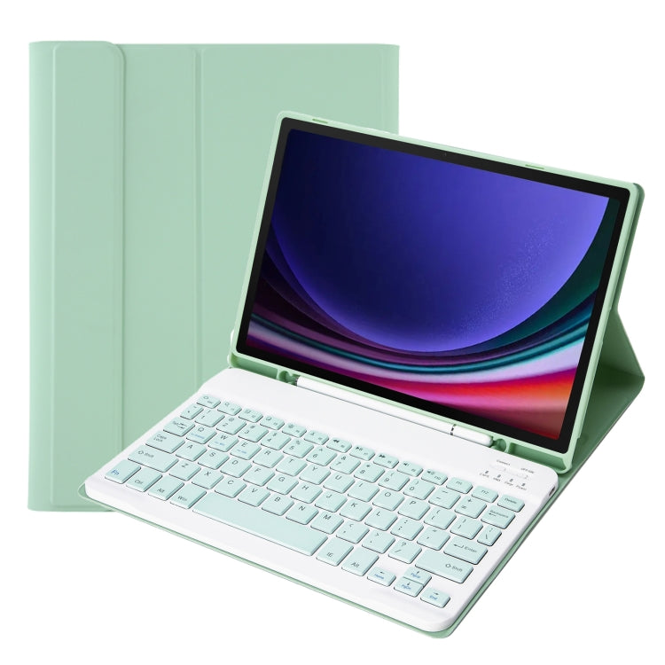 For Samsung Galaxy Tab S9 FE A710B Candy Color TPU Bluetooth Keyboard Leather Tablet Case with Pen Holder(Light Green) - Samsung Keyboard by buy2fix | Online Shopping UK | buy2fix