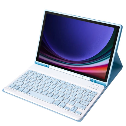 For Samsung Galaxy Tab S9 FE A710B Candy Color TPU Bluetooth Keyboard Leather Tablet Case with Pen Holder(Ice Blue) - Samsung Keyboard by buy2fix | Online Shopping UK | buy2fix