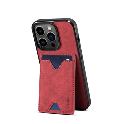 For iPhone 15 Pro Max Denior PU Back Cover Card Slot Holder Phone Case(Red) - iPhone 15 Pro Max Cases by Denior | Online Shopping UK | buy2fix