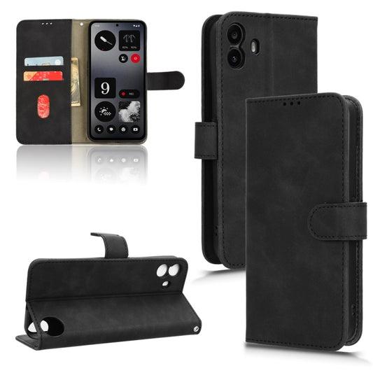 For Nothing CMF Phone 1 Skin Feel Magnetic Flip Leather Phone Case(Black) - More Brand by buy2fix | Online Shopping UK | buy2fix