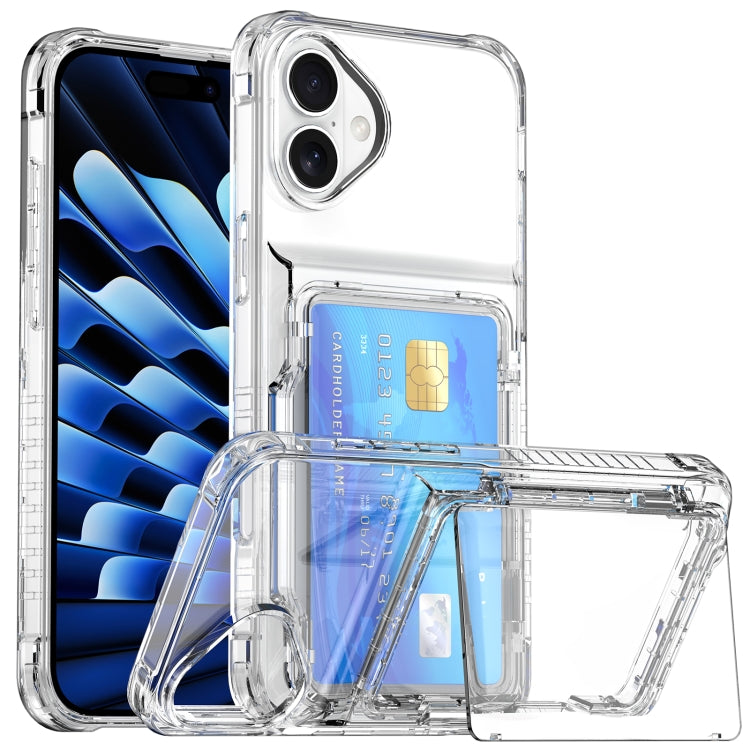 For iPhone 16 Crystal Clear Flip Card Slot Phone Case(Transparent) - iPhone 16 Cases by buy2fix | Online Shopping UK | buy2fix