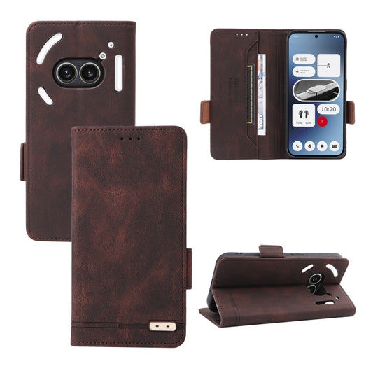 For Nothing Phone 2a Magnetic Clasp Leather Phone Case(Brown) - More Brand by buy2fix | Online Shopping UK | buy2fix