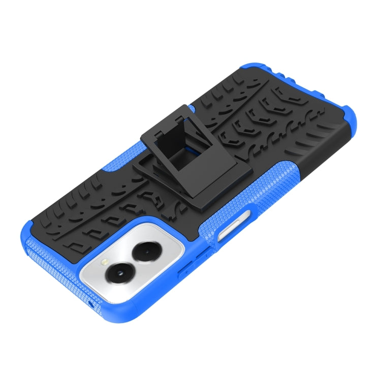 For Motorola Moto G Power 5G 2024 Tire Texture TPU + PC Phone Case with Holder(Blue) - Motorola Cases by buy2fix | Online Shopping UK | buy2fix