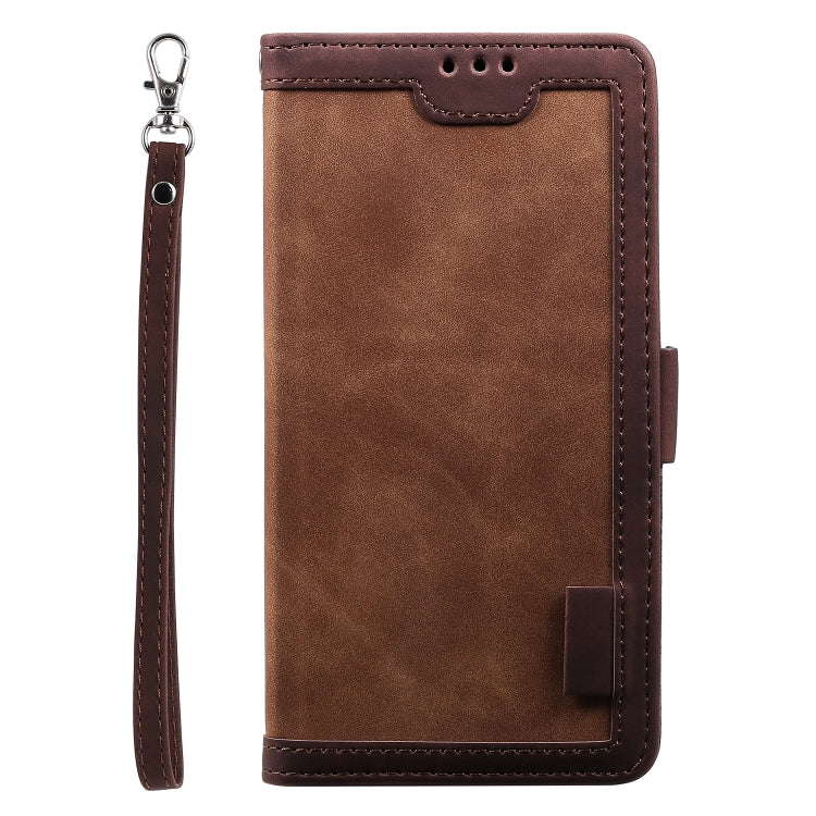 For iPhone 16 Plus Retro Splicing Horizontal Flip Leather Phone Case(Brown) - iPhone 16 Plus Cases by buy2fix | Online Shopping UK | buy2fix