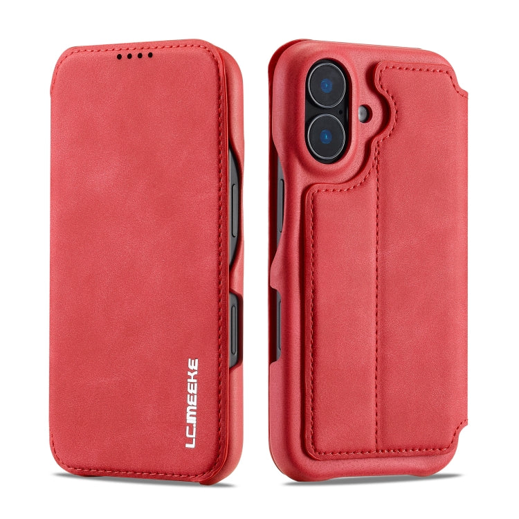 For iPhone 16 Plus LC.IMEEKE Hon Ancient Series Flip Leather Phone Case(Red) - iPhone 16 Plus Cases by LC.IMEEKE | Online Shopping UK | buy2fix