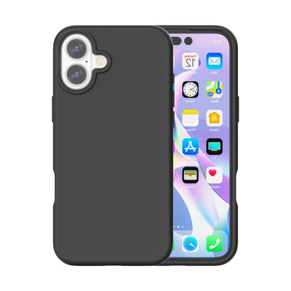 For iPhone 16 Rubber Oil Surface Solid Color Phone Case(Black) - iPhone 16 Cases by buy2fix | Online Shopping UK | buy2fix