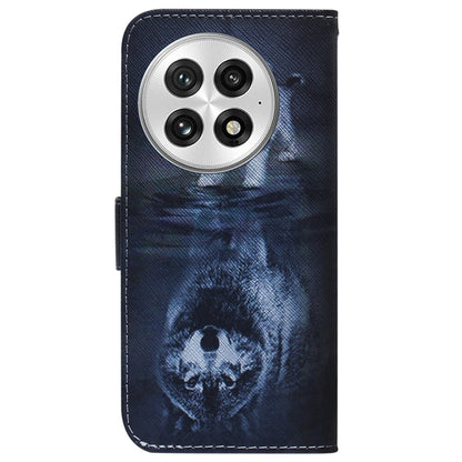 For OnePlus 13 Coloured Drawing Flip Leather Phone Case(Wolf and Dog) - OnePlus Cases by buy2fix | Online Shopping UK | buy2fix