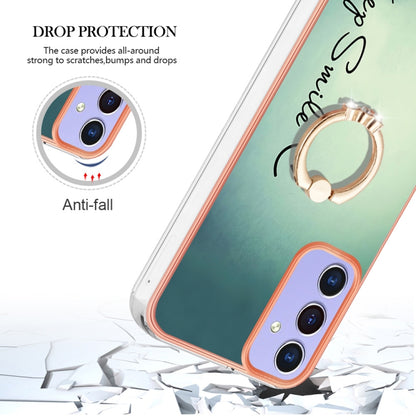 For Samsung Galaxy A15 5G Electroplating Dual-side IMD Phone Case with Ring Holder(Smile) - Galaxy Phone Cases by buy2fix | Online Shopping UK | buy2fix