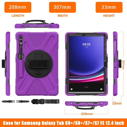 For Samsung Galaxy Tab S9+ / S8+ Rotary Handle Grab TPU + PC Tablet Case(Purple) - Galaxy Tab S9+ Cases by buy2fix | Online Shopping UK | buy2fix