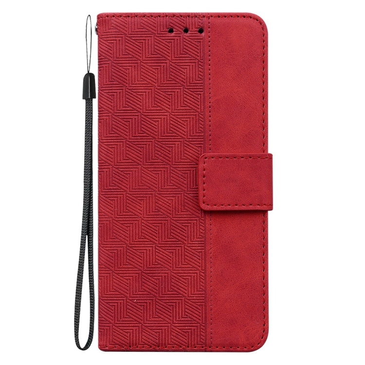 For OnePlus 13 Geometric Embossed Leather Phone Case(Red) - OnePlus Cases by buy2fix | Online Shopping UK | buy2fix