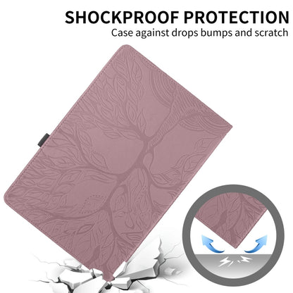 For Samsung Galaxy Tab S9 FE / S9 X510 Tree Life Embossed Rotation Leather Smart Tablet Case(Rose Gold) - Galaxy Tab S9 FE by buy2fix | Online Shopping UK | buy2fix