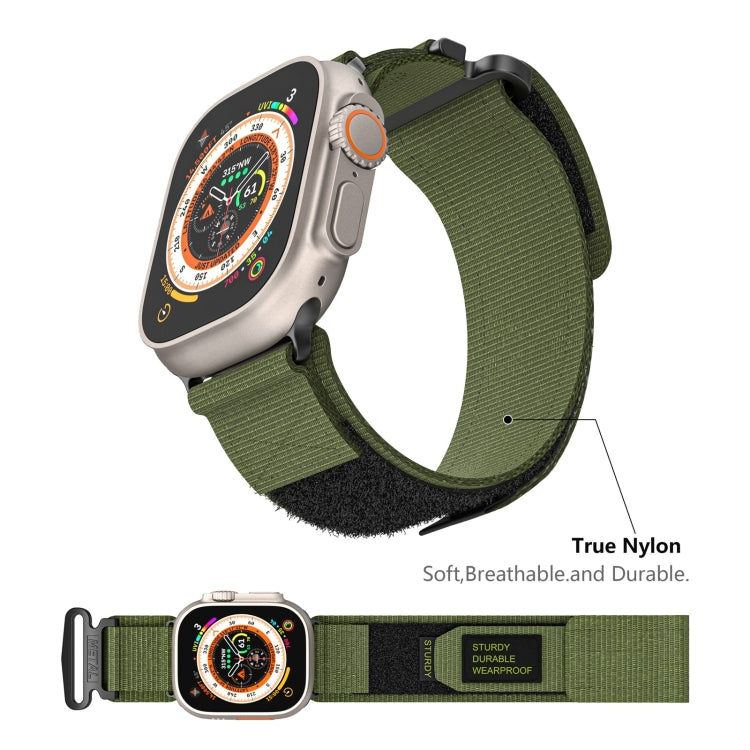 For Apple Watch Ultra 2 49mm AW Nylon Two-Section Watch Band(Army Green) - Watch Bands by buy2fix | Online Shopping UK | buy2fix