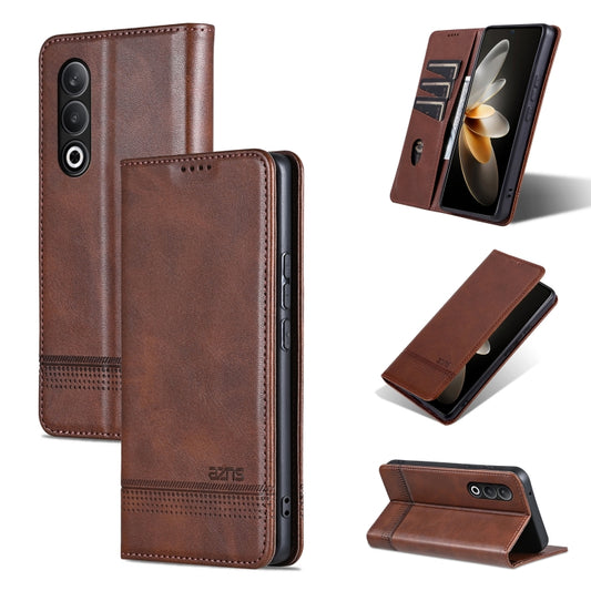 For OPPO K12 AZNS Magnetic Calf Texture Flip Leather Phone Case(Dark Brown) - OPPO Cases by AZNS | Online Shopping UK | buy2fix