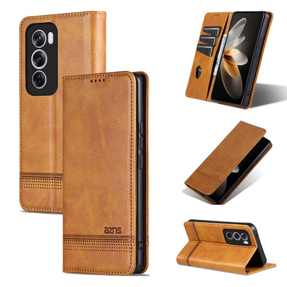 For OPPO Reno12 Global AZNS Magnetic Calf Texture Flip Leather Phone Case(Light Brown) - Reno12 Cases by AZNS | Online Shopping UK | buy2fix