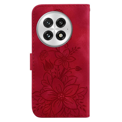 For OnePlus 13 Lily Embossed Leather Phone Case(Red) - OnePlus Cases by buy2fix | Online Shopping UK | buy2fix