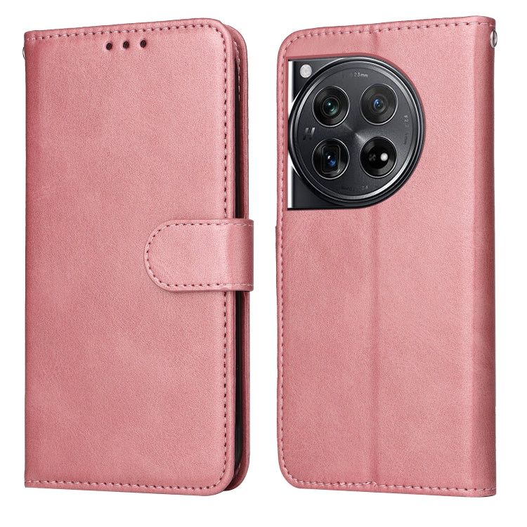 For OnePlus 12 Classic Calf Texture Flip Leather Phone Case(Rose Gold) - OnePlus Cases by buy2fix | Online Shopping UK | buy2fix