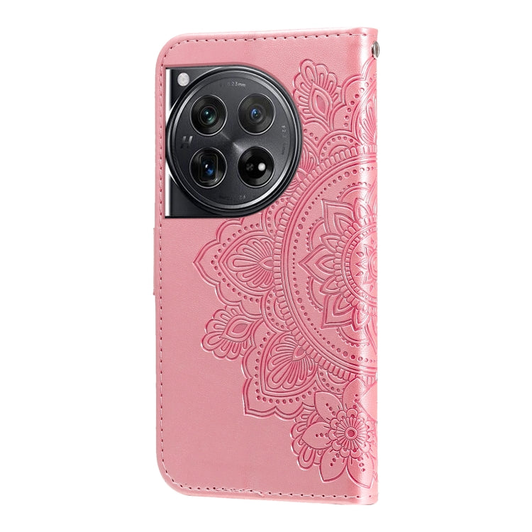 For OnePlus 12 Seven-petal Flowers Embossing Leather Phone Case(Rose Gold) - OnePlus Cases by buy2fix | Online Shopping UK | buy2fix