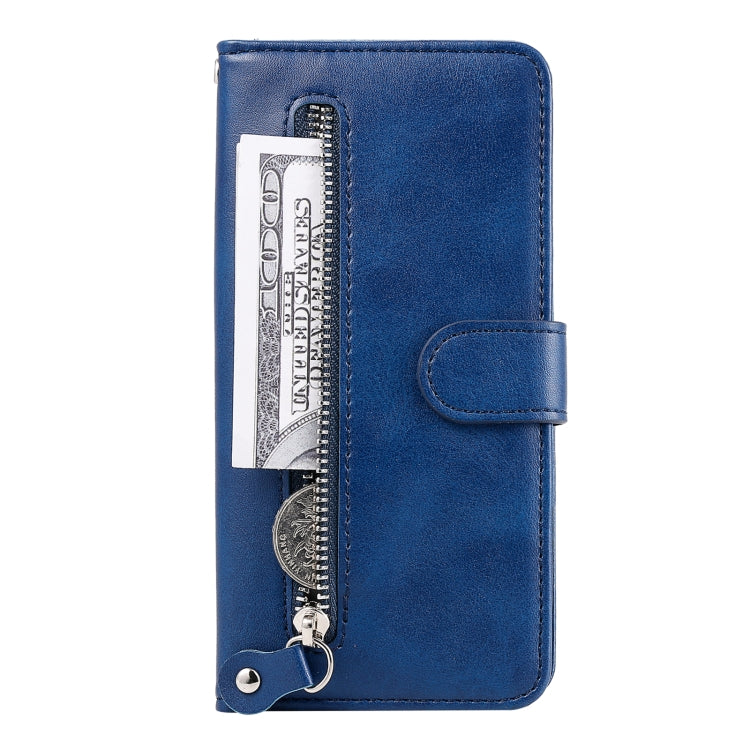 For OnePlus 12 Fashion Calf Texture Zipper Leather Phone Case(Blue) - OnePlus Cases by buy2fix | Online Shopping UK | buy2fix