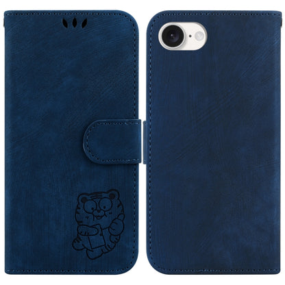 For iPhone SE 2024 Little Tiger Embossed Leather Phone Case(Dark Blue) - More iPhone Cases by buy2fix | Online Shopping UK | buy2fix