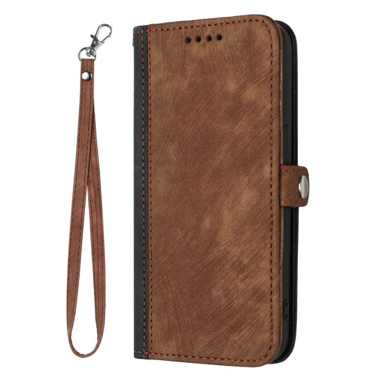 For Motorola Edge 5G 2024 Side Buckle Double Fold Hand Strap Leather Phone Case(Brown) - Motorola Cases by buy2fix | Online Shopping UK | buy2fix