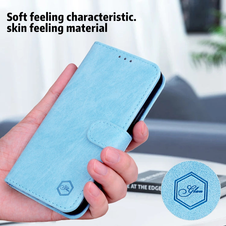 For iPhone 16 Pro Max Skin Feeling Oil Leather Texture PU + TPU Phone Case(Light Blue) - iPhone 16 Pro Max Cases by buy2fix | Online Shopping UK | buy2fix