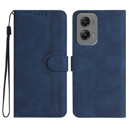 For Motorola Moto G Stylus 5G 2024 Heart Pattern Skin Feel Leather Phone Case(Royal Blue) - Motorola Cases by buy2fix | Online Shopping UK | buy2fix