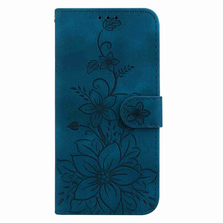 For Xiaomi 13T / 13T Pro / Redmi K60 Ultra Lily Embossed Leather Phone Case(Dark Blue) - Redmi K60 Ultra Cases by buy2fix | Online Shopping UK | buy2fix