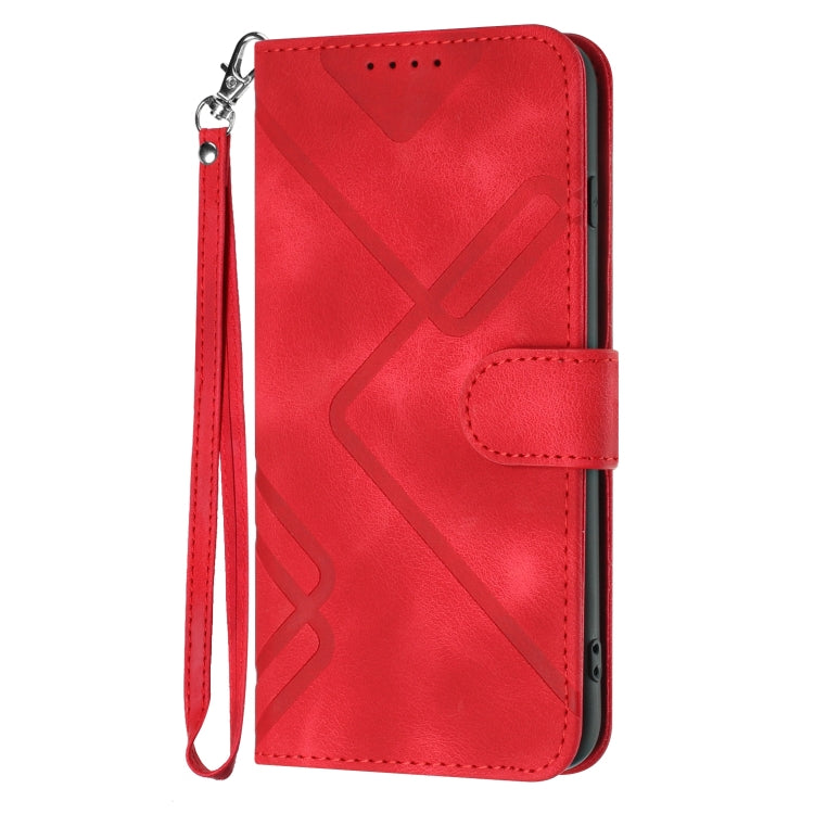 For OPPO K11 Line Pattern Skin Feel Leather Phone Case(Red) - OPPO Cases by buy2fix | Online Shopping UK | buy2fix