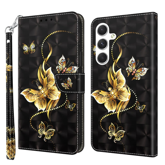 For Samsung Galaxy S24 5G 3D Painted Leather Phone Case(Golden Swallow Butterfly) - Galaxy S24 5G Cases by buy2fix | Online Shopping UK | buy2fix