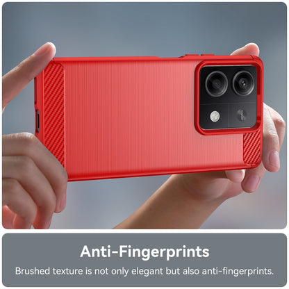 For Xiaomi Redmi Note 13 5G Brushed Texture Carbon Fiber TPU Phone Case(Red) - Note 13 Cases by buy2fix | Online Shopping UK | buy2fix