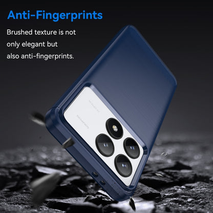 For Xiaomi Redmi K70 Pro Brushed Texture Carbon Fiber TPU Phone Case(Blue) - K70 Pro Cases by buy2fix | Online Shopping UK | buy2fix