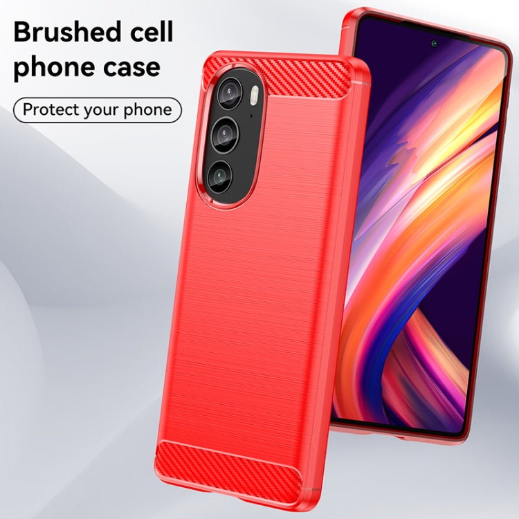 For Motorola Edge 30 Pro Brushed Texture Carbon Fiber TPU Phone Case(Red) - Motorola Cases by buy2fix | Online Shopping UK | buy2fix